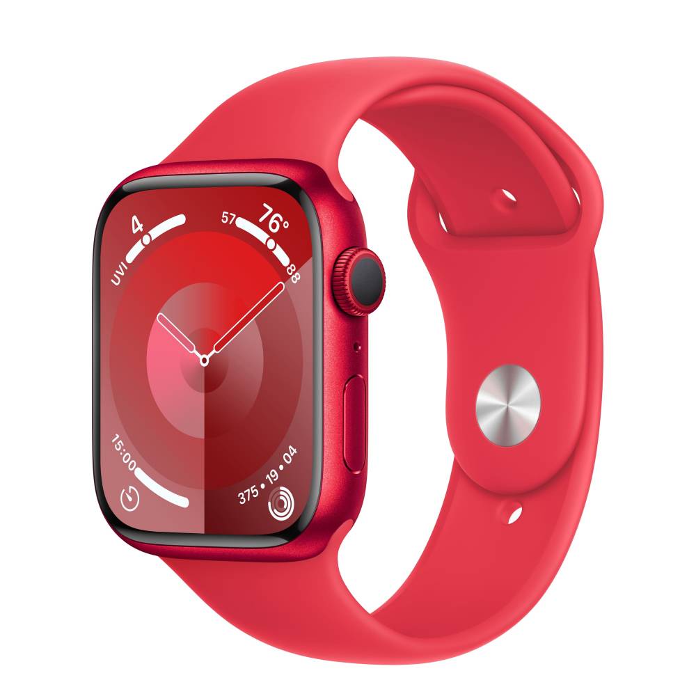 Apple Watch Series 9, 41 мм, корпус из алюминия цвета (PRODUCT)RED, спортивный ремешок цвета (PRODUCT)RED, размер S/M